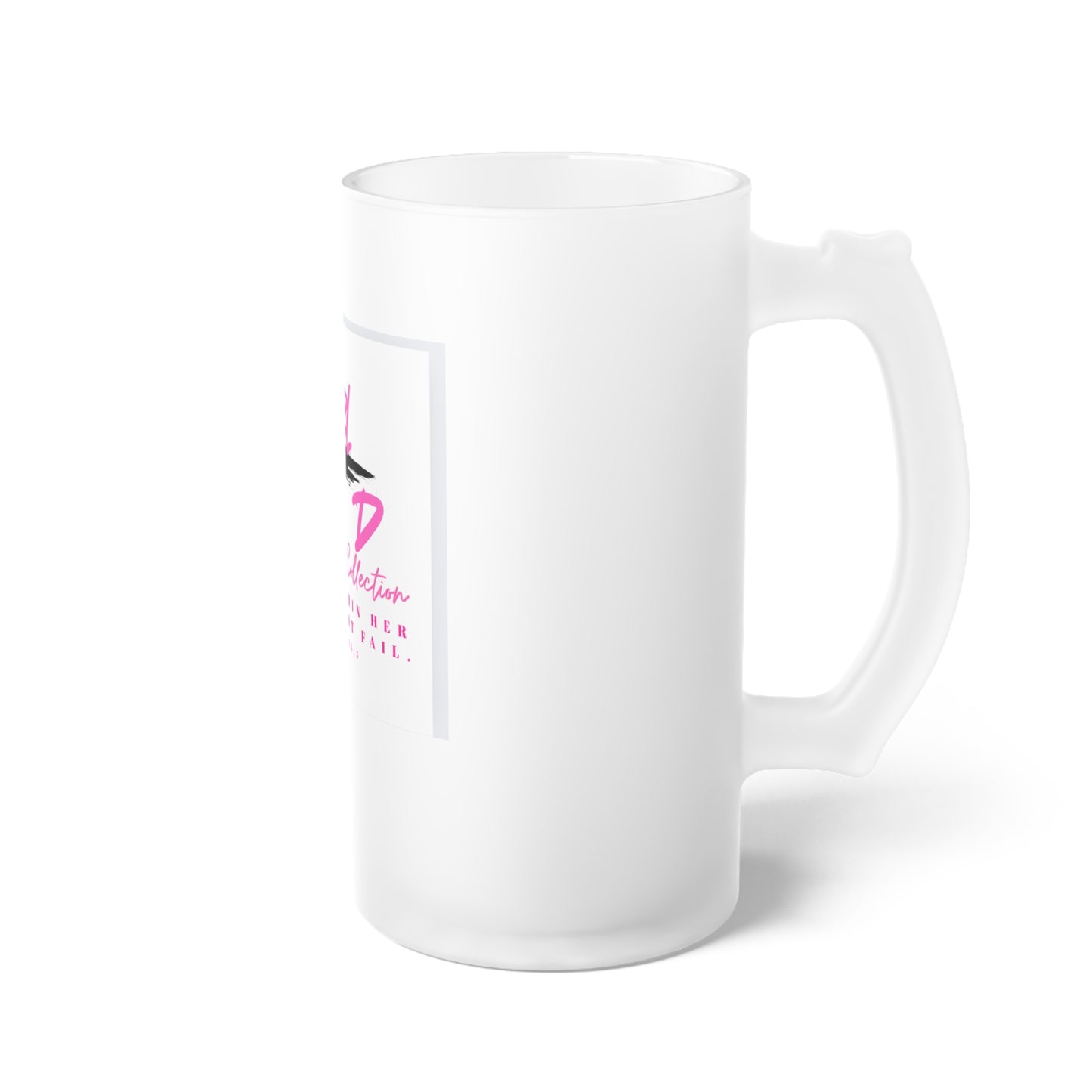 Frosted Glass Beer Mug — "This Girl of God" Faith-Inspired Pink Typography Beer Stein