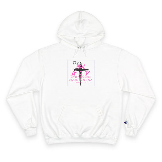 White Champion Hoodie — 'This Is God' Cross Graphic Christian Faith Sweatshirt