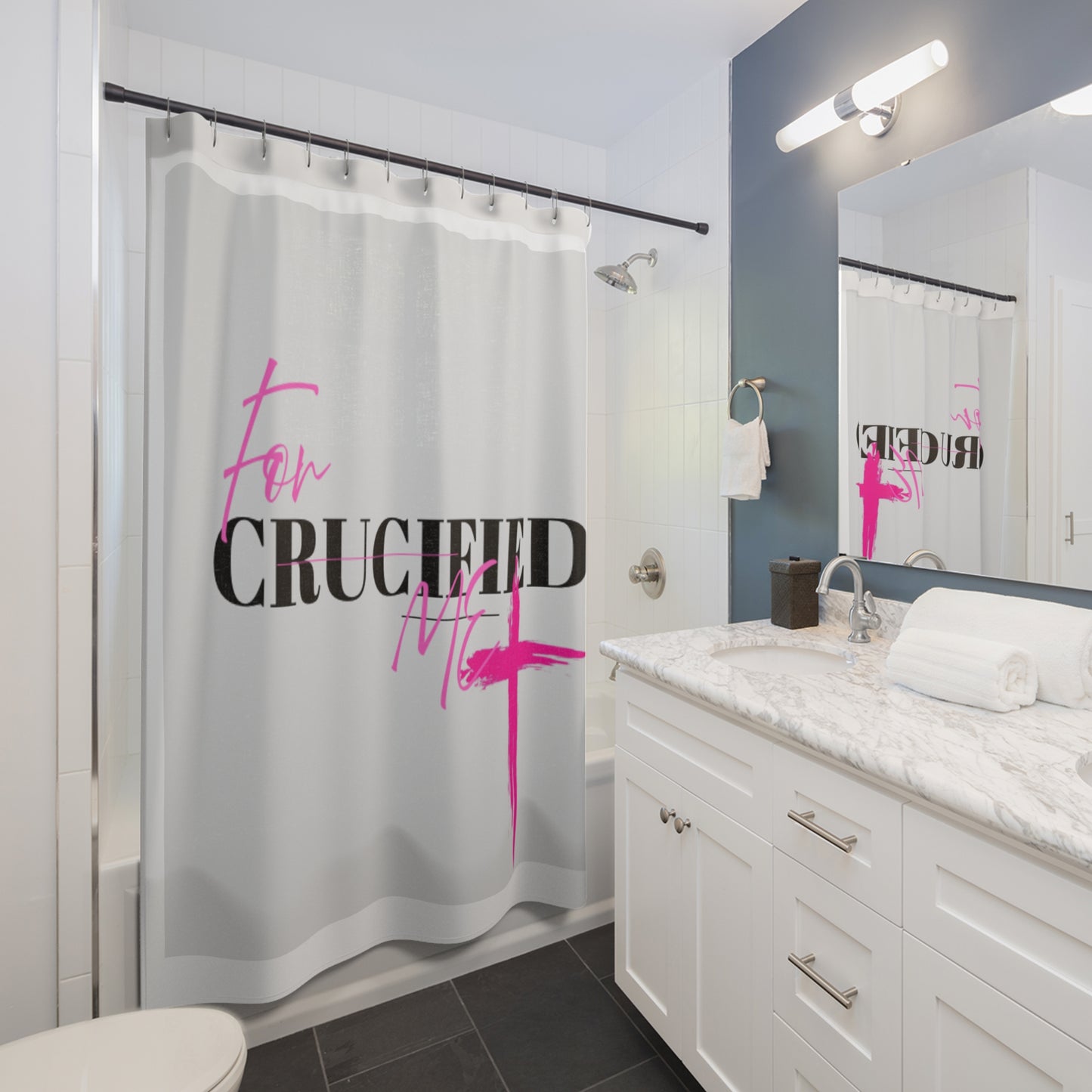 Crucified for Me Shower Curtain - Faith-Inspired Bathroom Decor