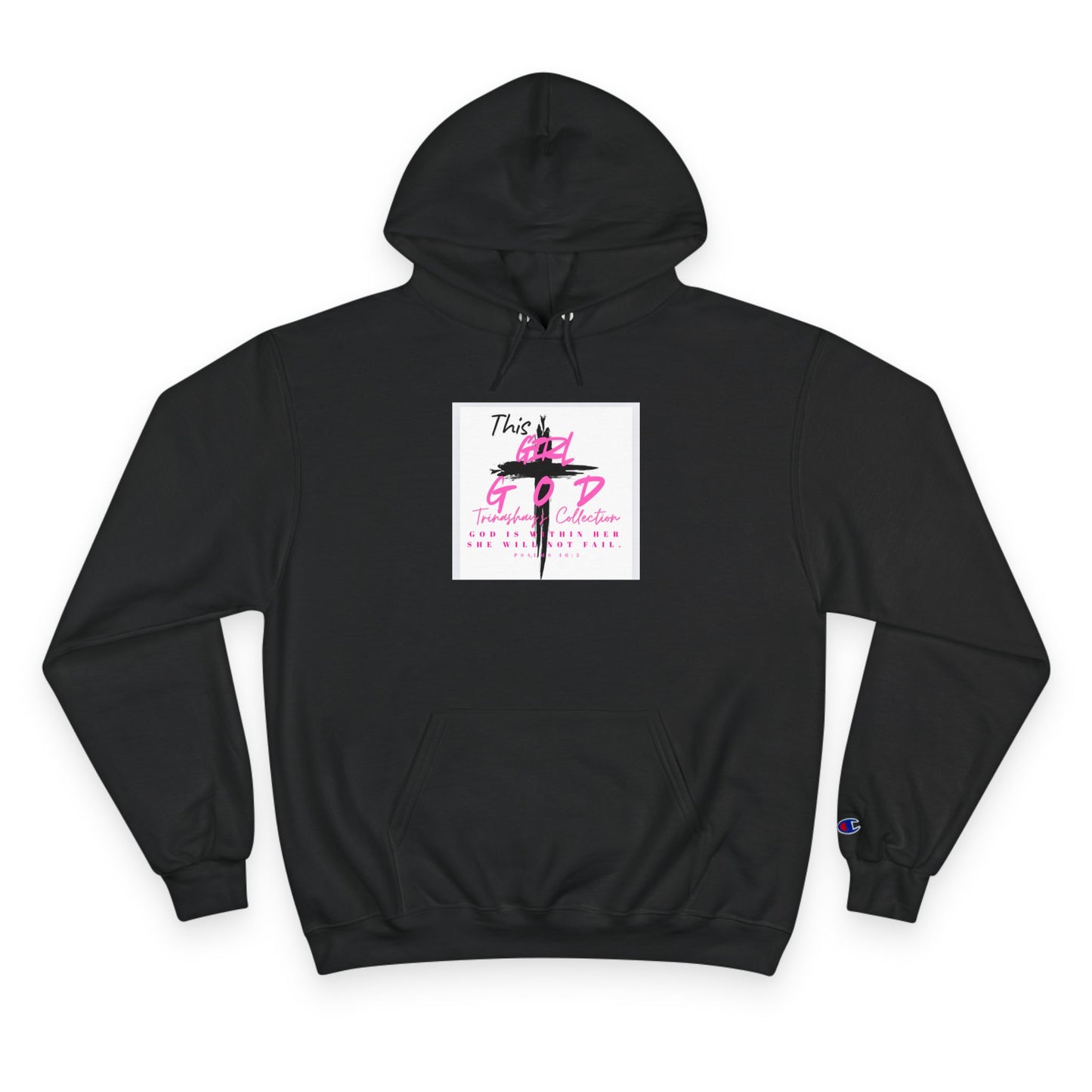 White Champion Hoodie — 'This Is God' Cross Graphic Christian Faith Sweatshirt