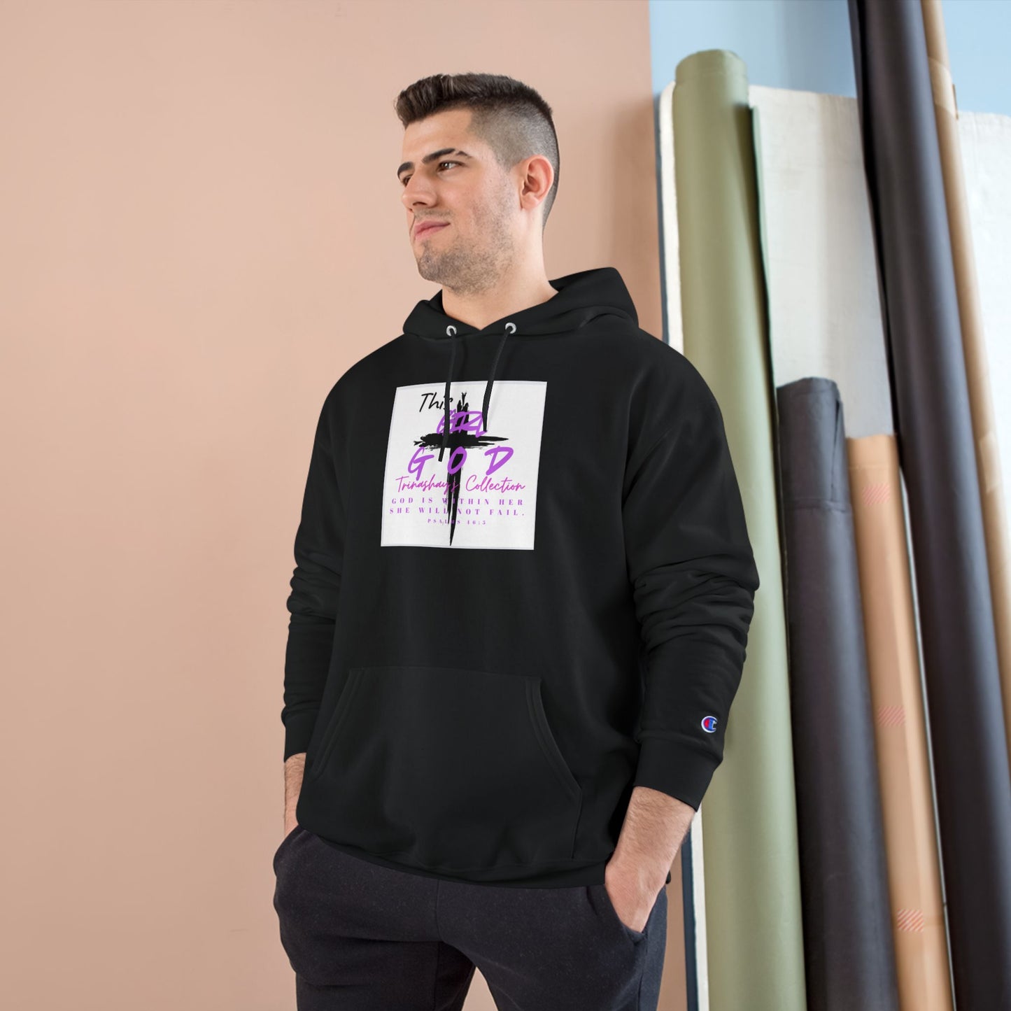 Champion Hoodie — "This Is God" Cross Graphic Pullover