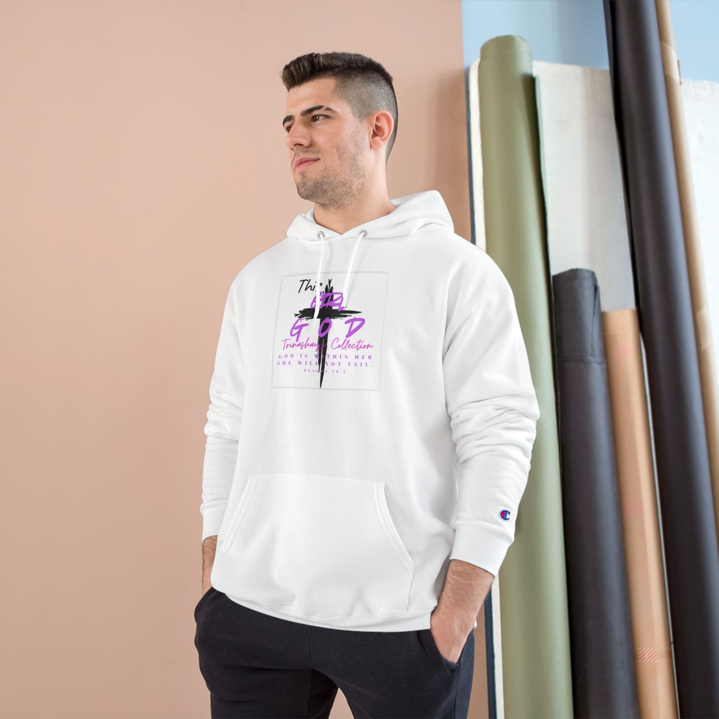 Champion Hoodie — "This Is God" Cross Graphic Pullover