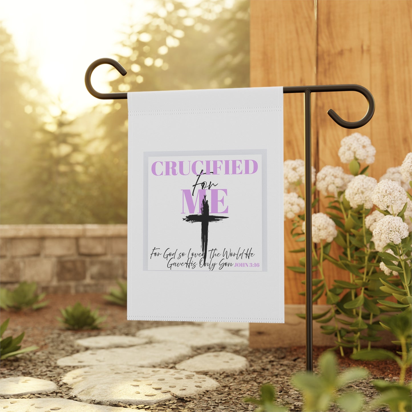 Christian Garden Banner - 'Crucified for Me' Outdoor Decor