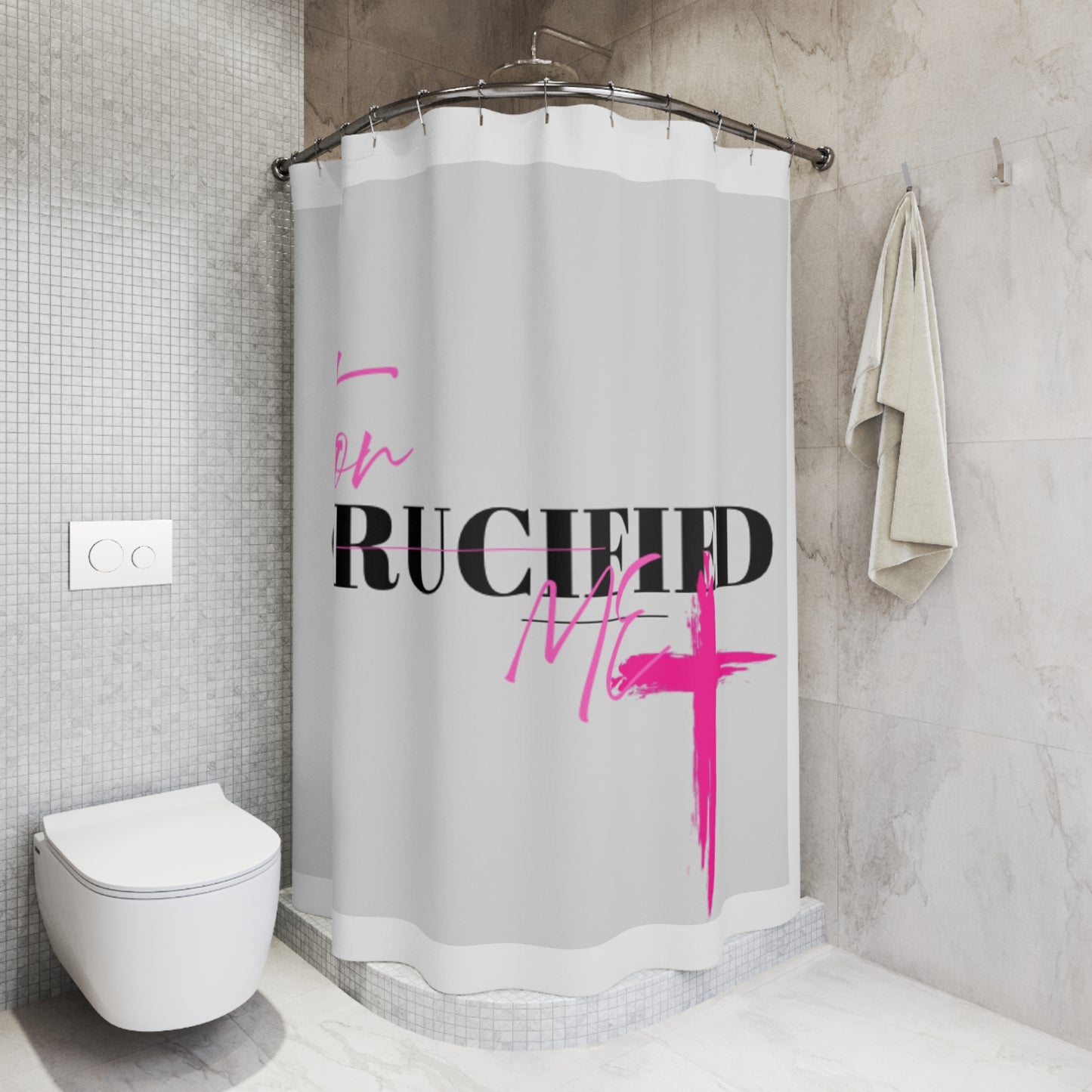 Crucified for Me Shower Curtain - Faith-Inspired Bathroom Decor