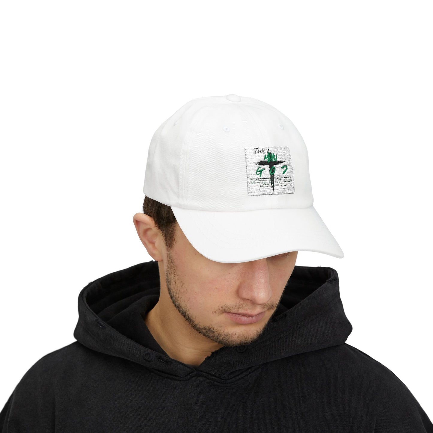 Green Cross Palm Dad Cap – Minimalist Tropical Baseball Hat