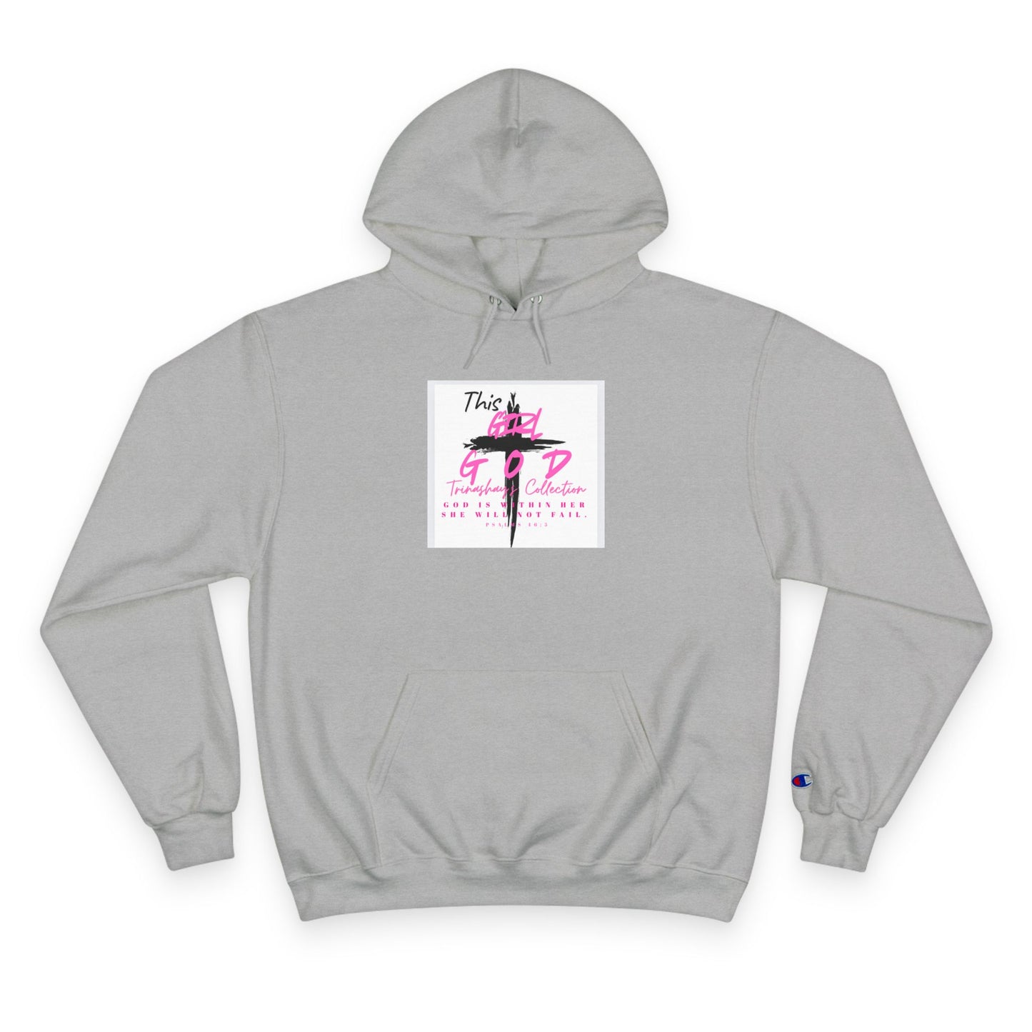 White Champion Hoodie — 'This Is God' Cross Graphic Christian Faith Sweatshirt