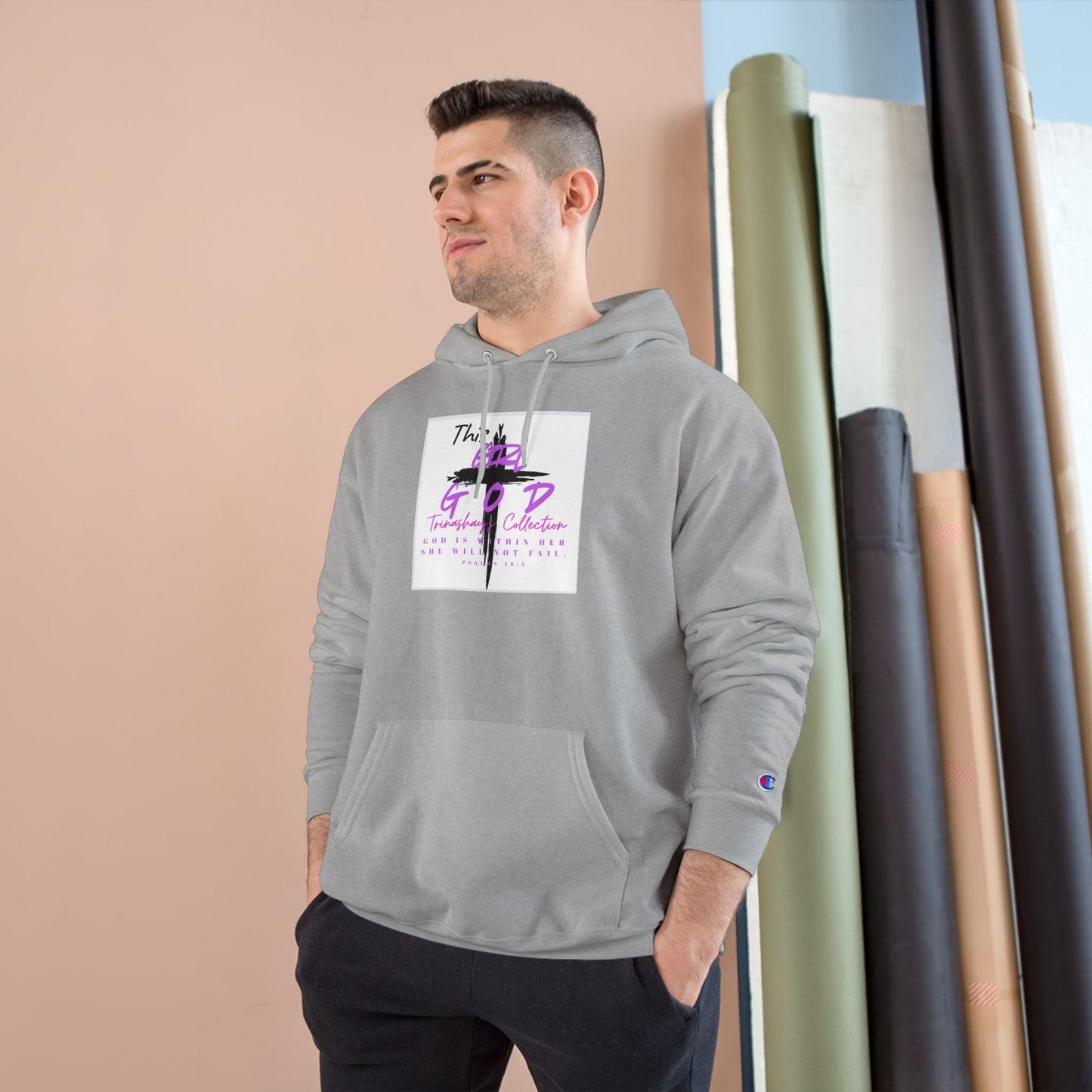Champion Hoodie — "This Is God" Cross Graphic Pullover