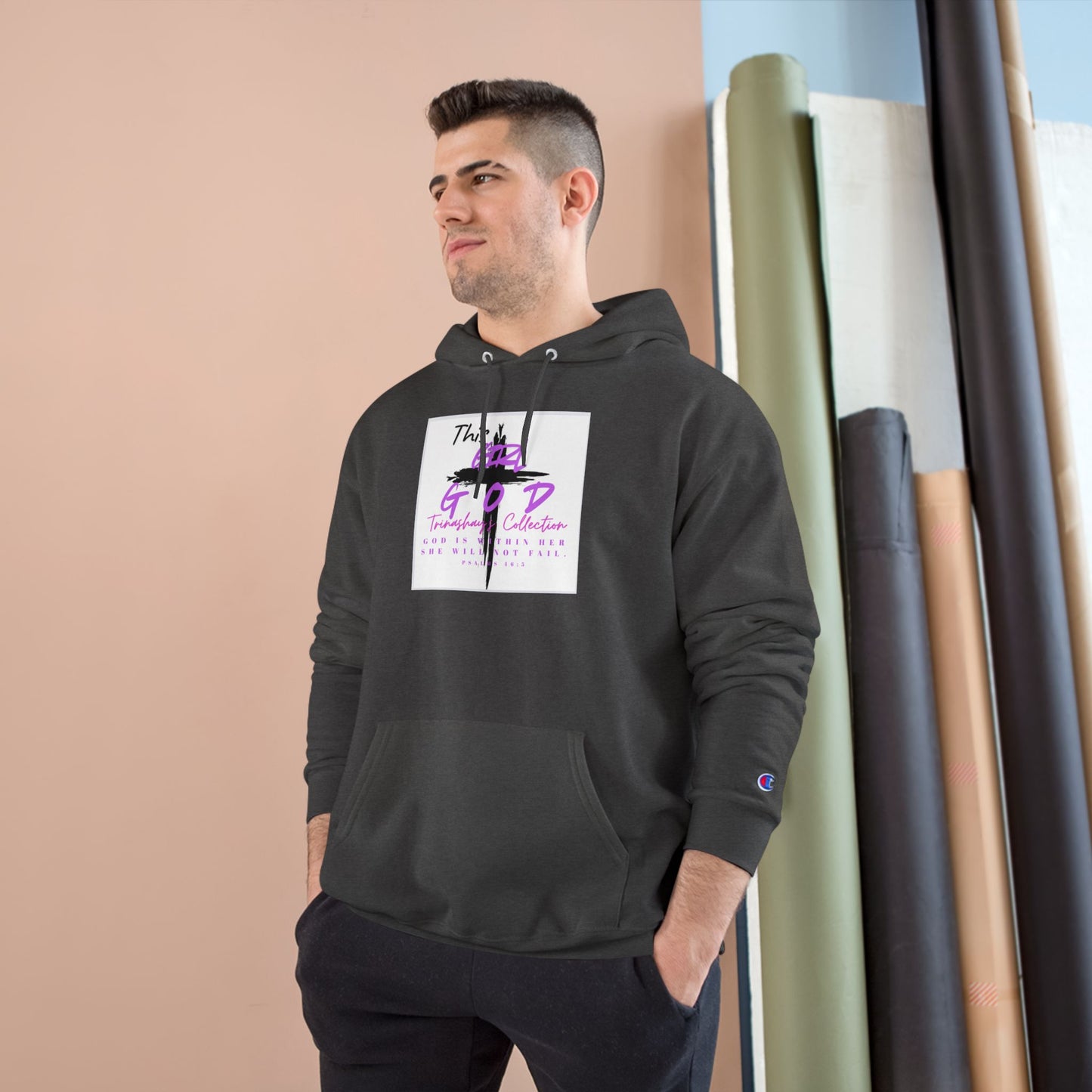 Champion Hoodie — "This Is God" Cross Graphic Pullover