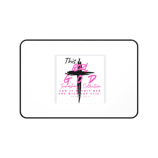 God Is Within Her Inspirational Desk Mat — Pink Faith Desk Mat