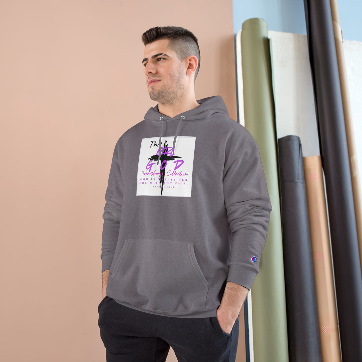Champion Hoodie — "This Is God" Cross Graphic Pullover