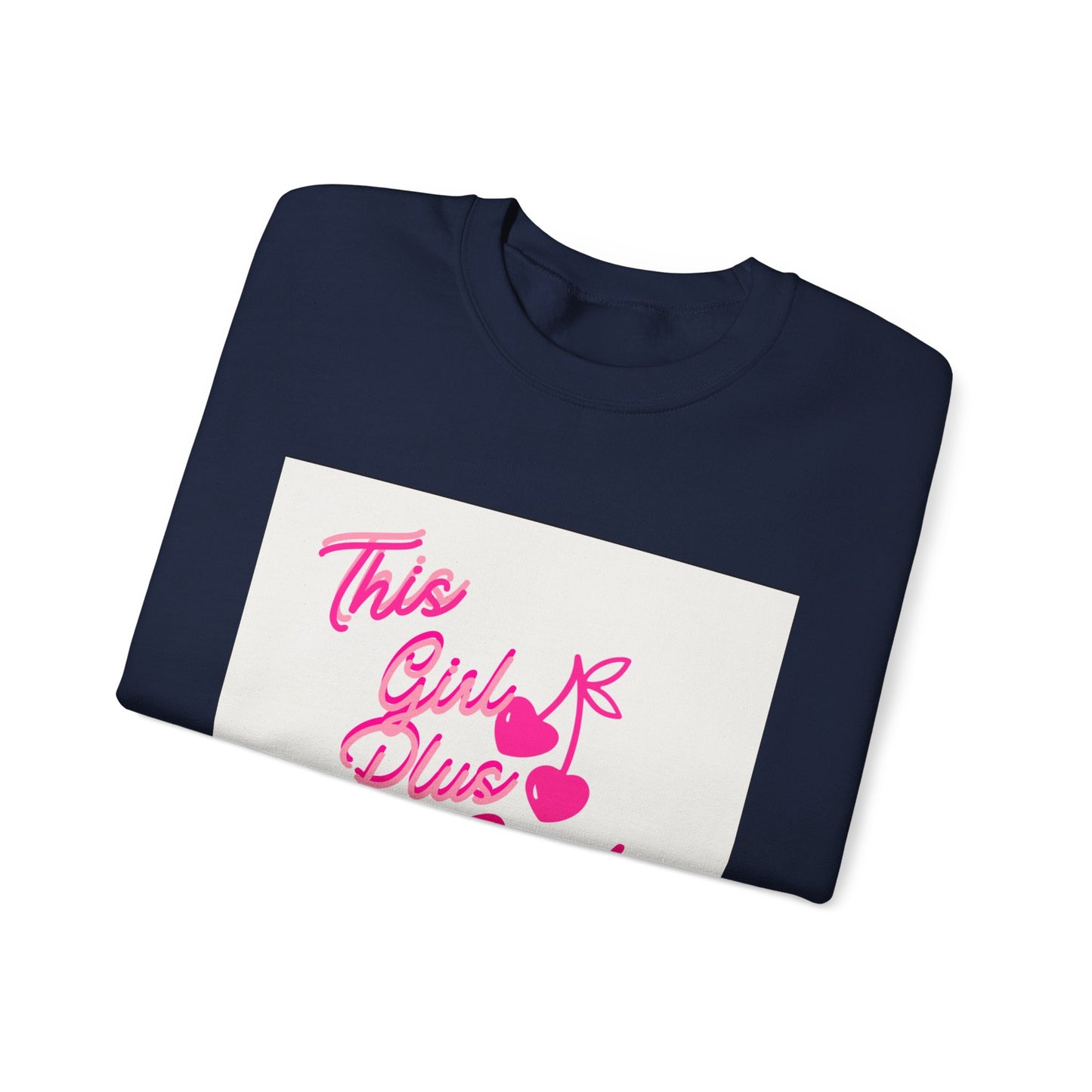 Crewneck Sweatshirt — "This Girl Plus God" Pink Script Graphic