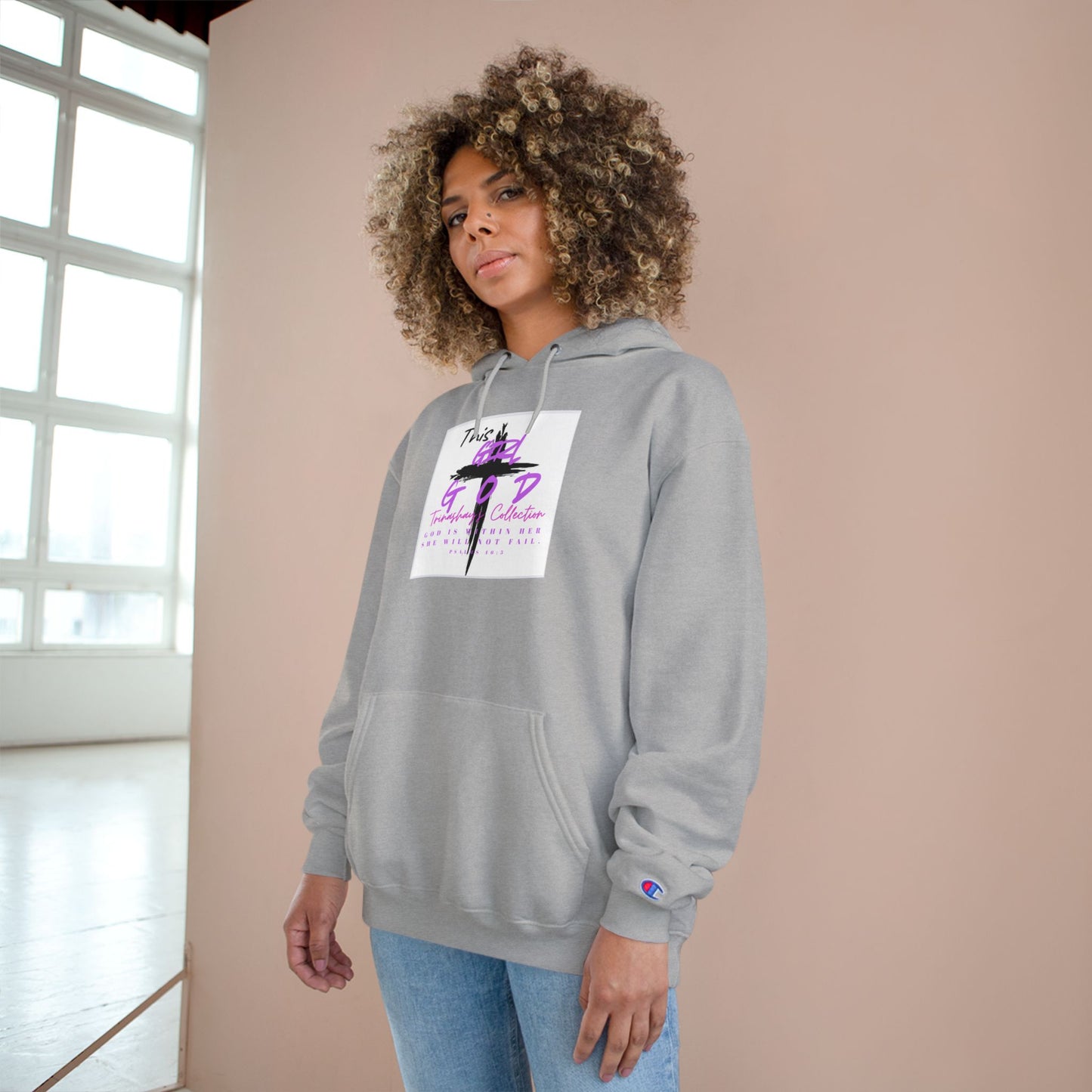 Champion Hoodie — "This Is God" Cross Graphic Pullover