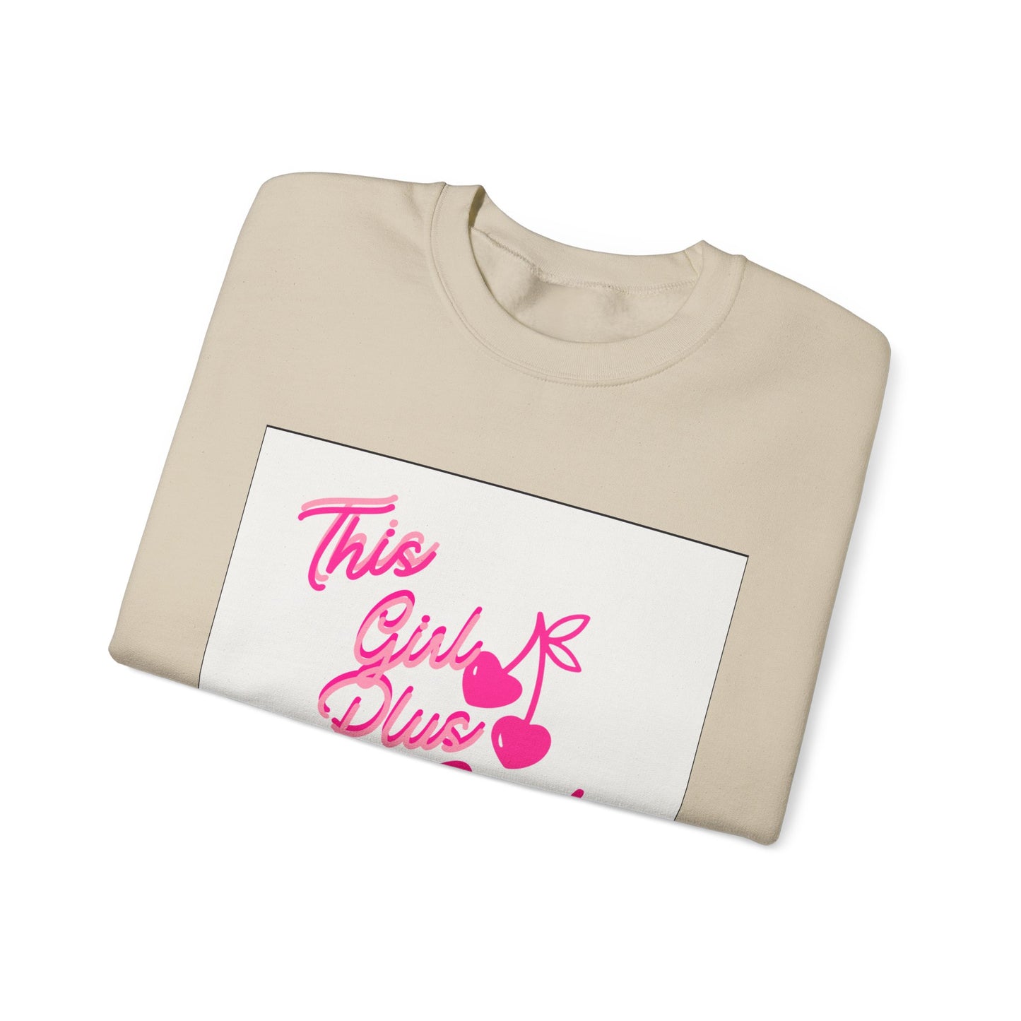 Crewneck Sweatshirt — "This Girl Plus God" Pink Script Graphic