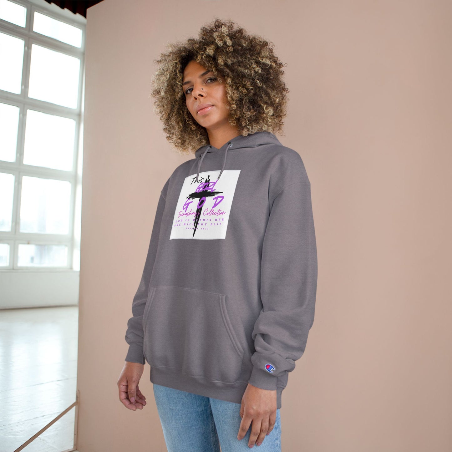 Champion Hoodie — "This Is God" Cross Graphic Pullover
