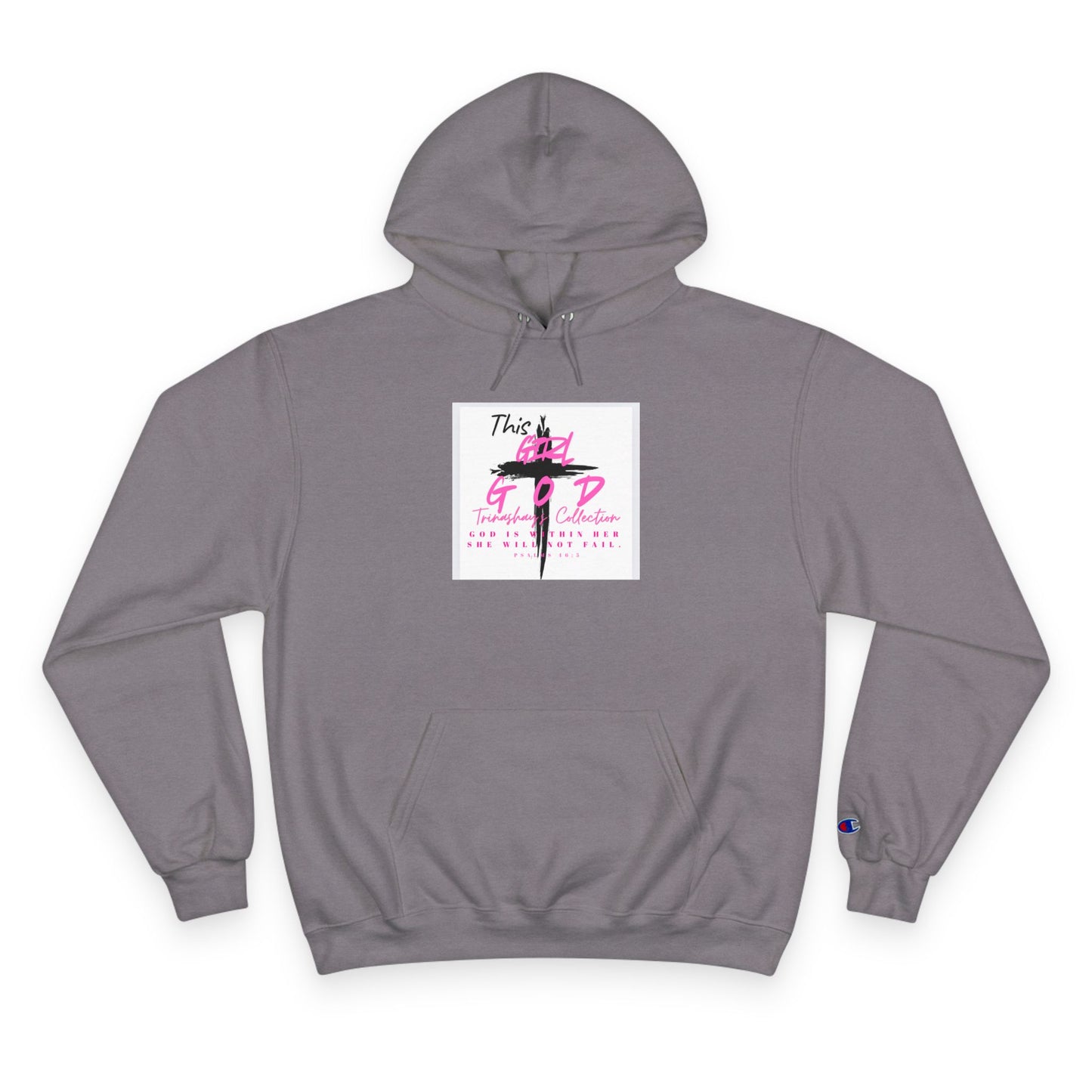White Champion Hoodie — 'This Is God' Cross Graphic Christian Faith Sweatshirt
