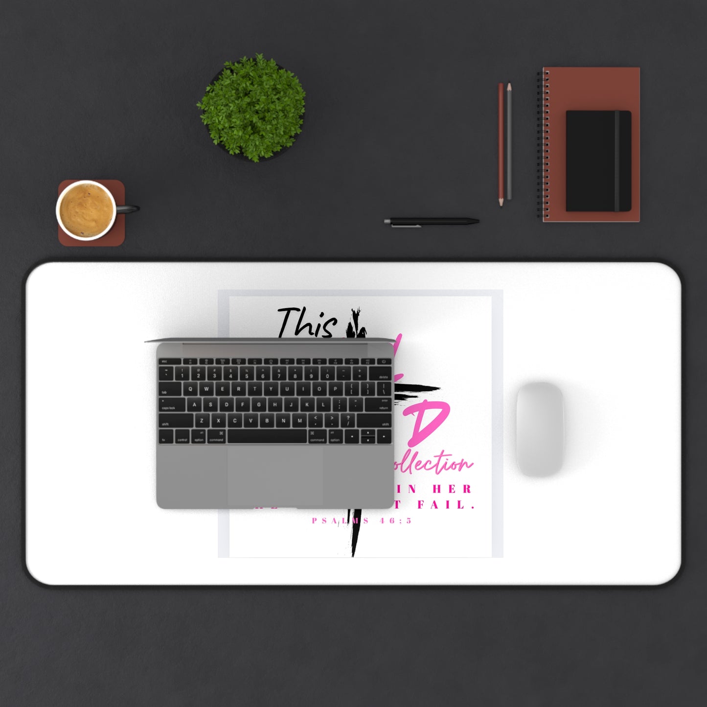 God Is Within Her Inspirational Desk Mat — Pink Faith Desk Mat