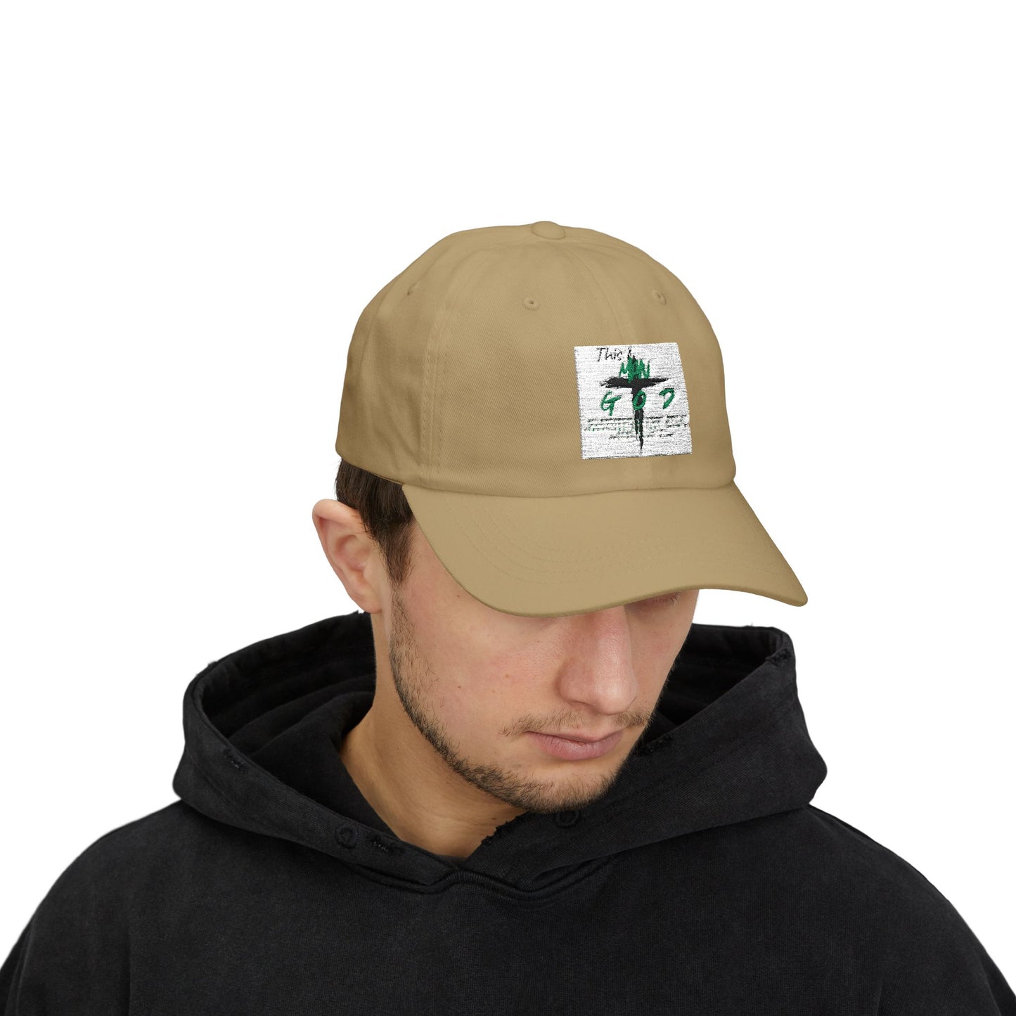 Green Cross Palm Dad Cap – Minimalist Tropical Baseball Hat