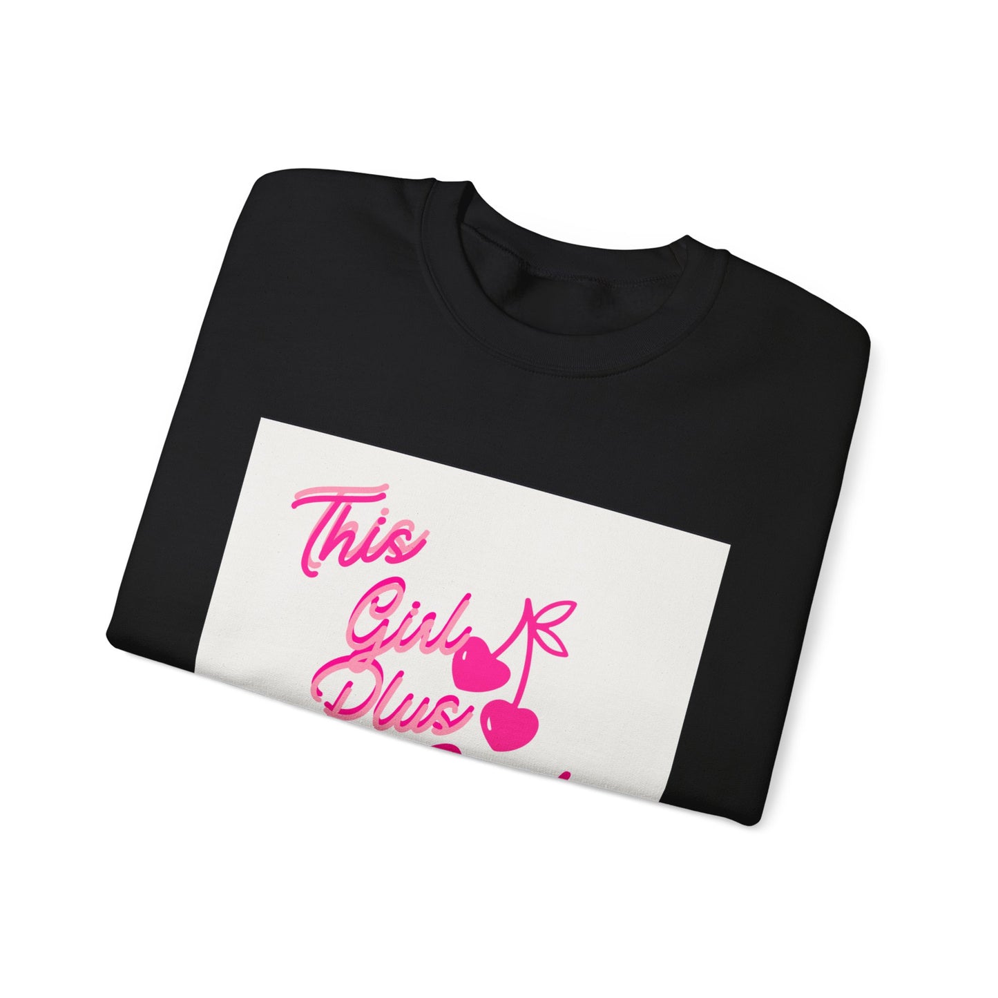 Crewneck Sweatshirt — "This Girl Plus God" Pink Script Graphic