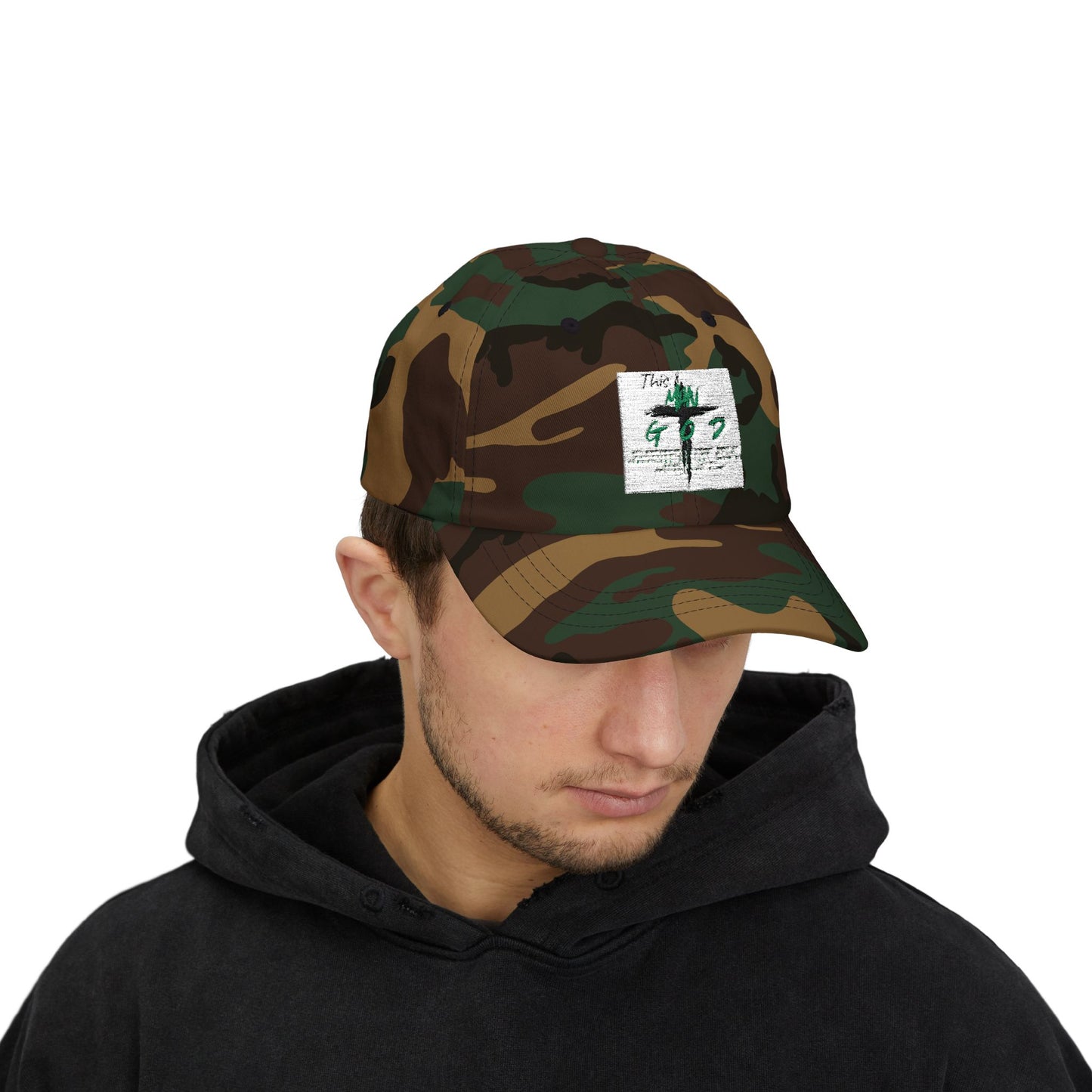 Green Cross Palm Dad Cap – Minimalist Tropical Baseball Hat