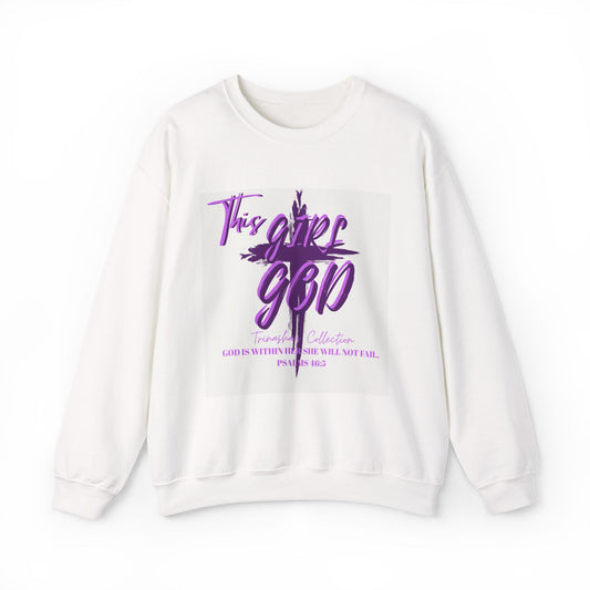 Copy of This Girls Place Is God Crewneck Sweatshirt — Purple Script Cherry Graphic