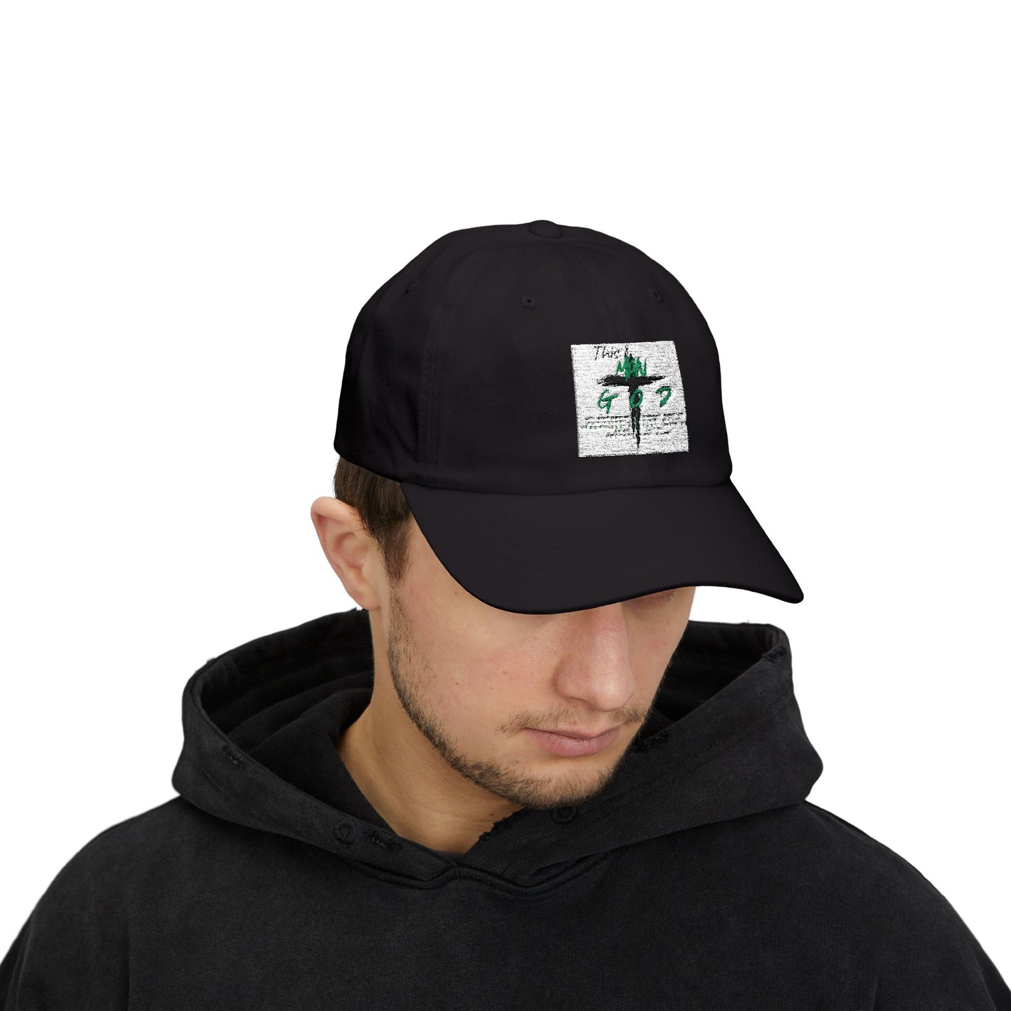 Green Cross Palm Dad Cap – Minimalist Tropical Baseball Hat
