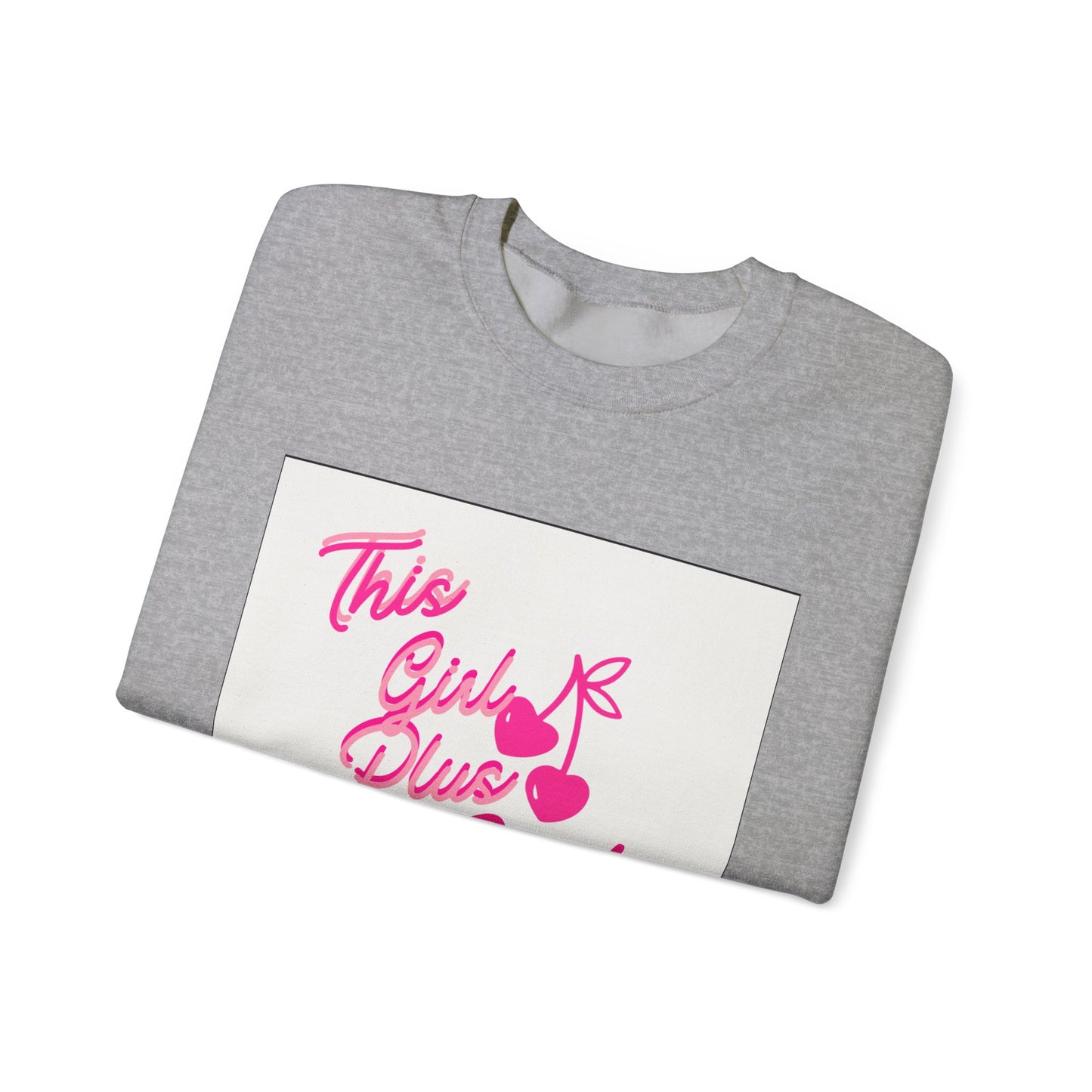 Crewneck Sweatshirt — "This Girl Plus God" Pink Script Graphic