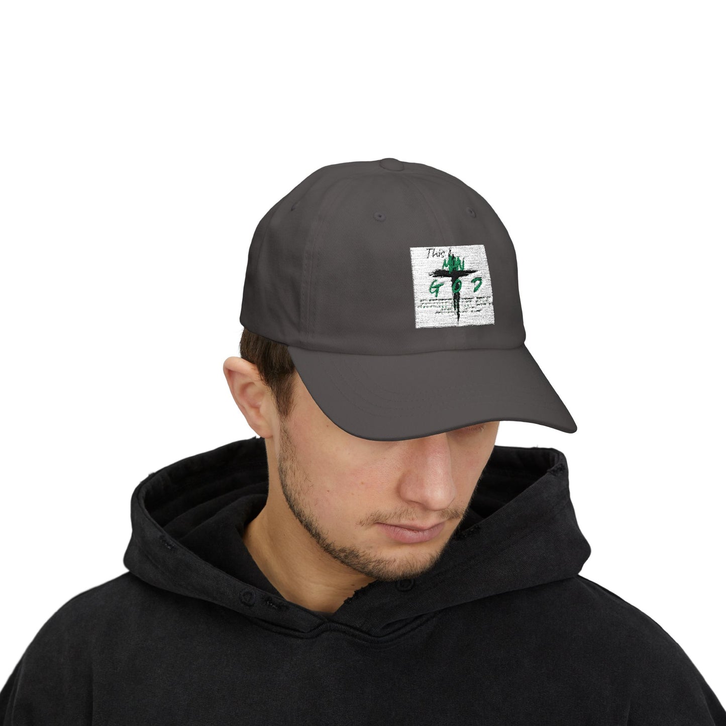 Green Cross Palm Dad Cap – Minimalist Tropical Baseball Hat