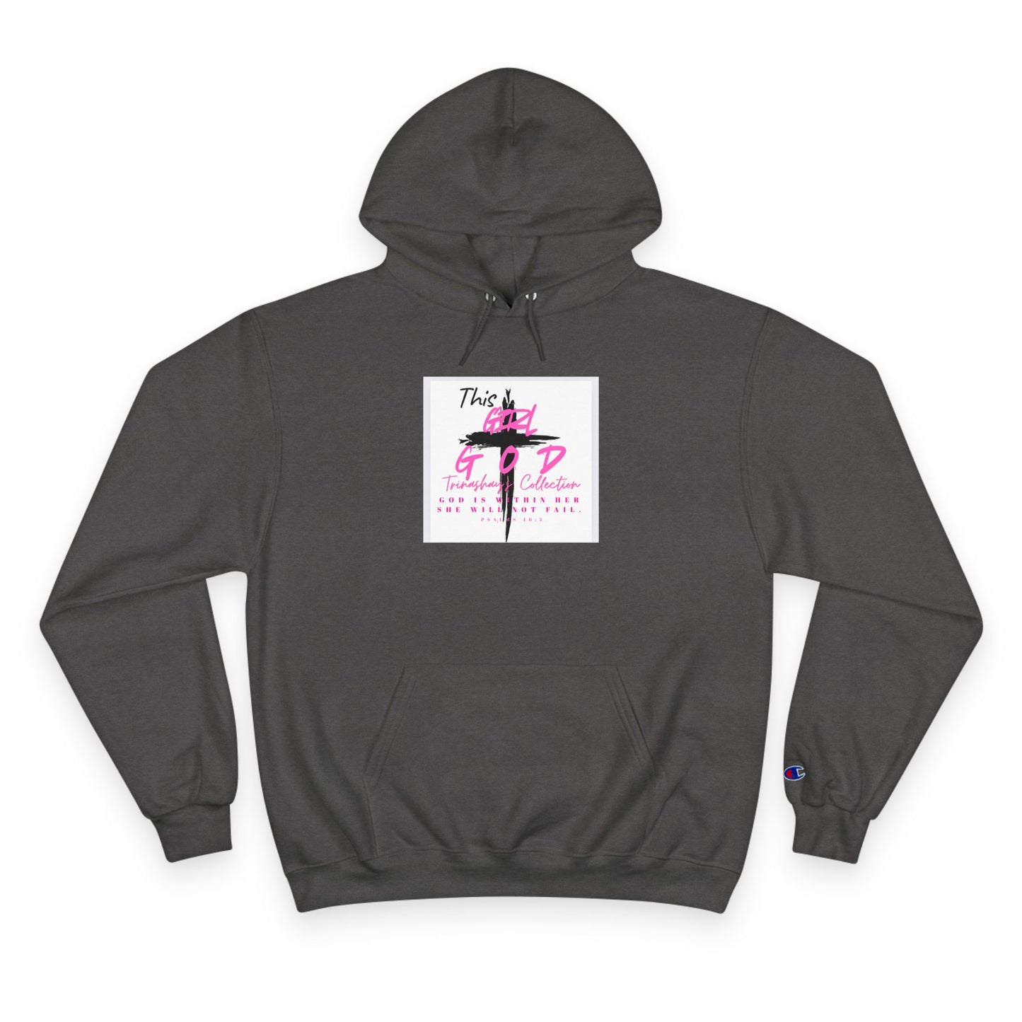 White Champion Hoodie — 'This Is God' Cross Graphic Christian Faith Sweatshirt