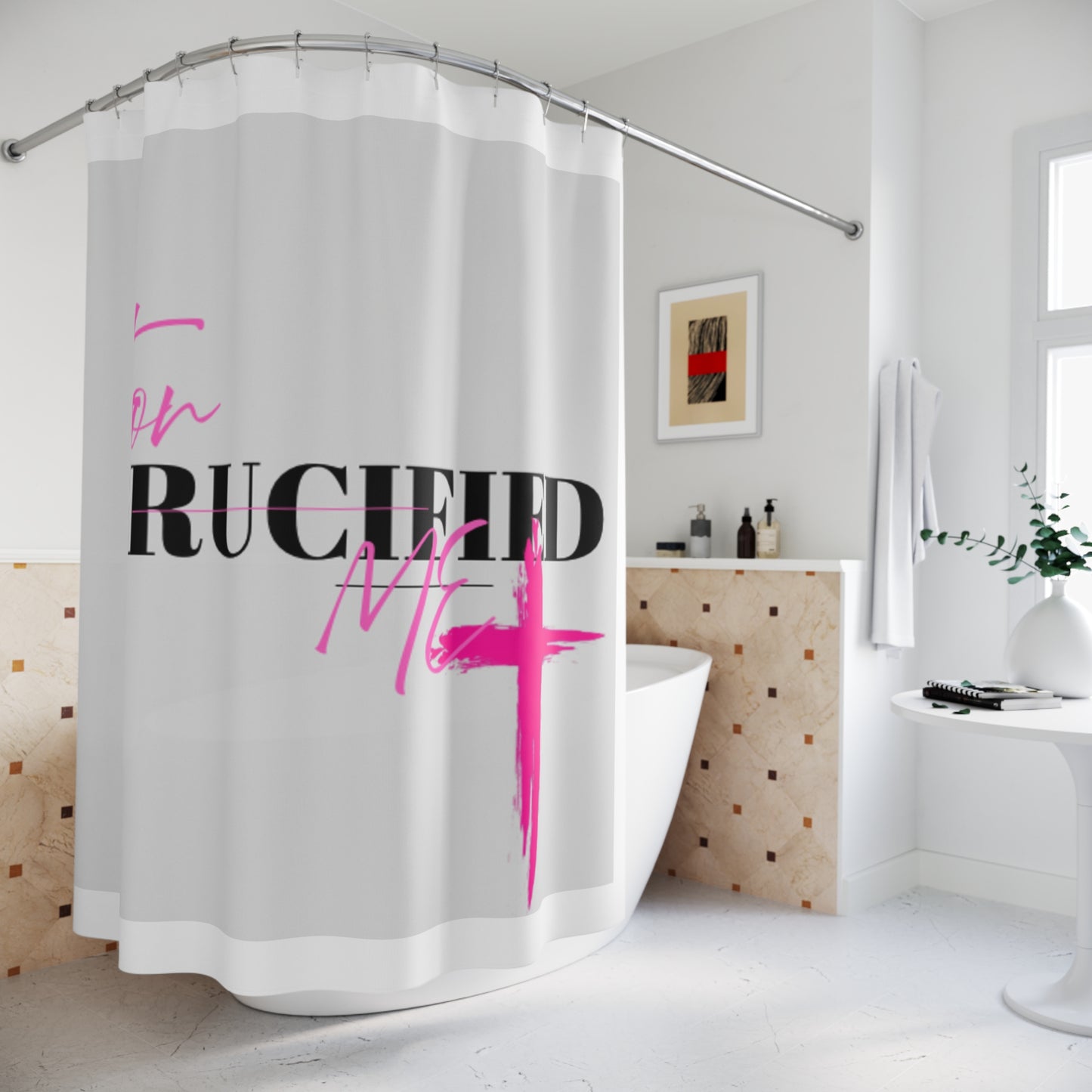 Crucified for Me Shower Curtain - Faith-Inspired Bathroom Decor