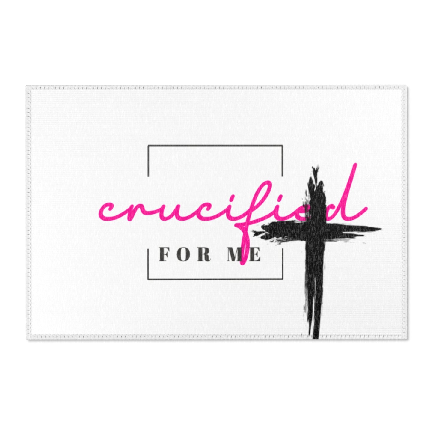 Inspirational Area Rug - "Crucified For Me" Design for Faithful Homes