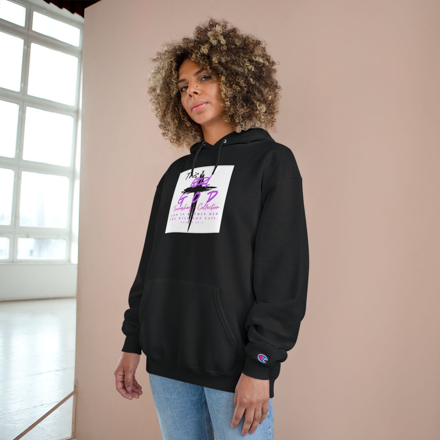 Champion Hoodie — "This Is God" Cross Graphic Pullover