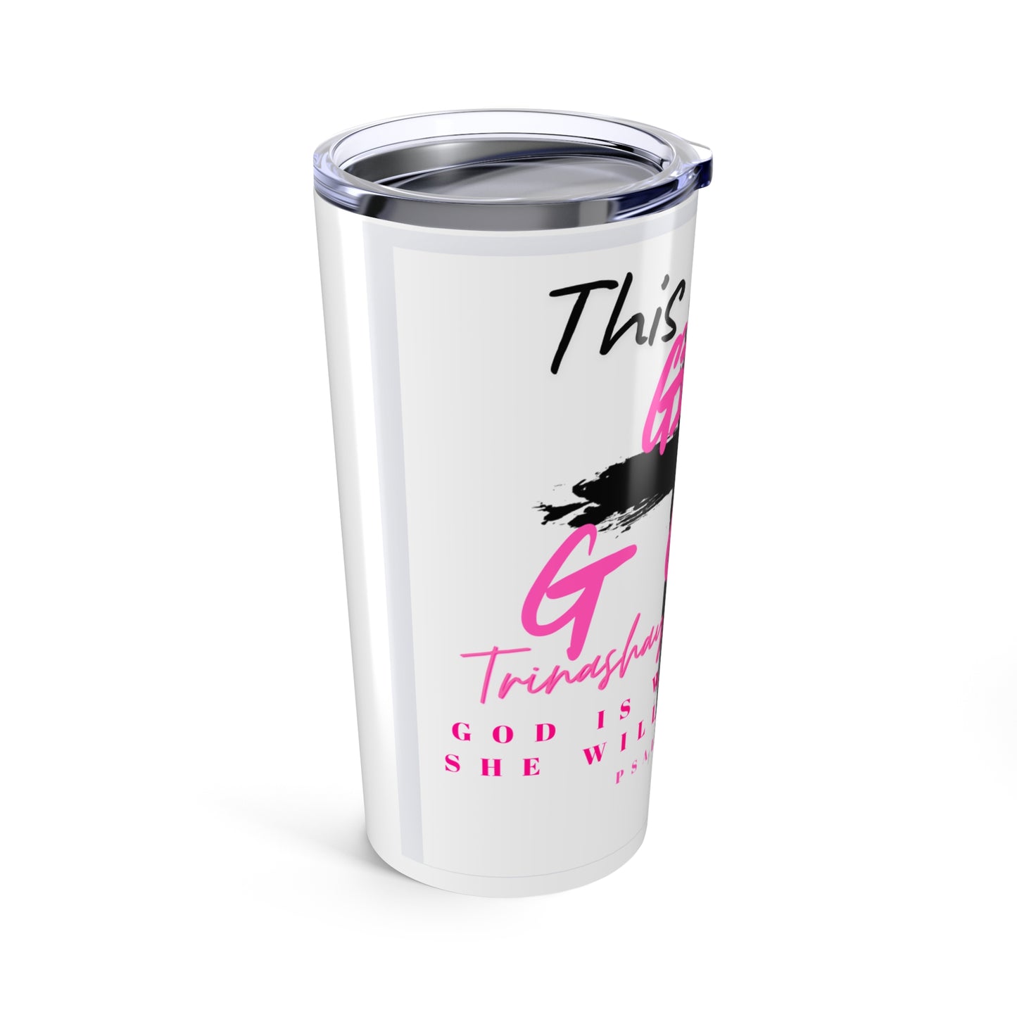 20oz Faith Tumbler — "This Girl Is To Thee" Pink Cross Inspirational Travel Cup